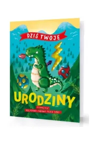 Pan Dragon Karnet XXL Urodziny dinozaur z naklejkami