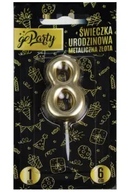 GoParty �wieczka urodzinowa 8 Metaliczna z�ota