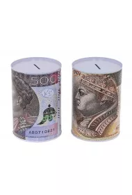 Skarbonka metalowa banknoty zoty polski MIX Adar