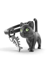 Metalmorphose Brelok do kluczy 3D czarny kot z rybymi o��mi