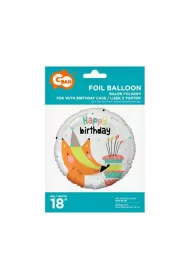 Balon foliowy Lisek z tortem Happy Birthday 18 Godan