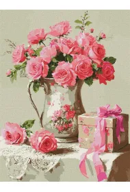 Ideyka Malowanie po numerach - R�owy prezent 30x40cm