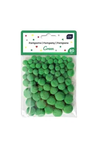 Interdruk Pompony do dekoracji Green 80 szt.