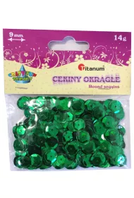 Titanum Cekiny okr�g�e metaliczne zielone 9mm, 14g