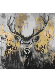 Ideyka Malowanie po numerach - Z�oty jele� metal 40x40cm