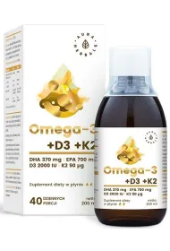 Aura Herbals Omega-3 370 DHA + D3 2000 IU + K2 Suplement diety 200 ml