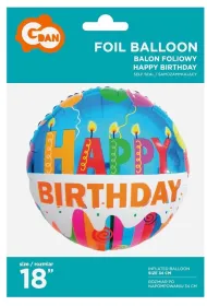 Godan Balon foliowy 18" Happy Birthday �wieczki