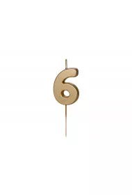PartyDeco �wieczka urodzinowa 6 z�ota 4.5cm