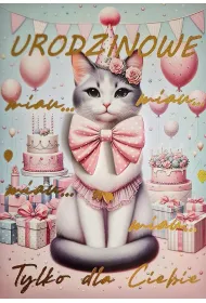 Karnet 3K Urodziny m�odzie�owe, kot (17,5x12,5cm) 3K 042