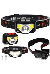 LeanToys Latarka czo�owa LED czujnik ruchu 8 tryb�w