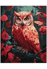 Ideyka Malowanie po numerach - Kolorowa sowa z farbami metalicznymi extra 40x50cm