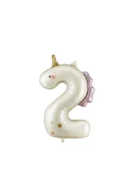 PartyDeco Balon foliowy Cyfra   2   Jednoro�ec, 93cm, mix