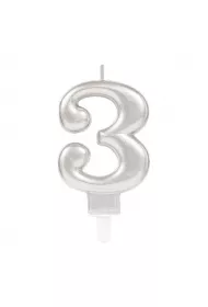 Amscan �wieczka cyferka 3 Sparkling Celebrations srebrna