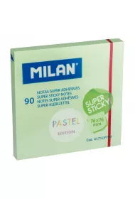 Milan Karteczki samoprzylepne Super Sticky Pastel zielone 76 x 76 mm 90 kartek 90 szt.