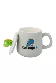 LeanToys Kubek Dinozaur niebieski �y�eczka przykrywka 350ml