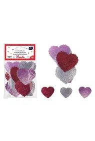 Interdruk Naklejki brokat piankowe samoprzylep. Hearts 16 szt