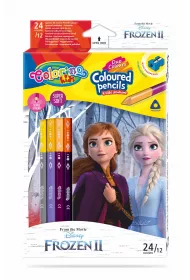 Patio Kredki owkowe trjktne Colorino Kids + temperwka Frozen 24 kolorw 12 szt.