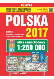 Atlas samochodowy Polski 2017 kompas 1:250 000
