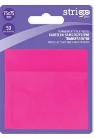 Strigo, Karteczki samoprzylepne transparentne - r�owe, 50 kartek