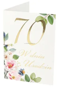 Karnet B6 70 Urodziny, kwiaty RU-018