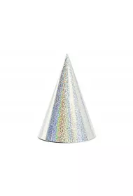 PartyDeco Czapeczki holograficzne srebrne 16cm