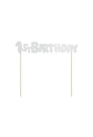Topper 1st Birthday srebrny 19,5cm