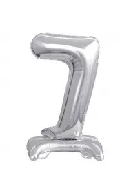 Amscan Balon foliowy mini cyfra 7 na stojaku srebrna