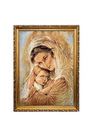 Obraz Haftowany Matka Bo�a z dzieci�tkiem 42x32cm