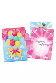 Kukartka Karnet Urodziny dzieci�ce, piesek z balonami DK-1033