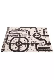 Mata do zabawy miasto ulica + znaki drogowe wodoodporna kremowa 130x100cm
