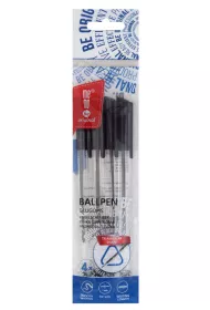 MemoBe Dugopis biurowy przezroczysty 1 mm czarny etui 4 szt.