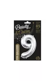 Godan Balon foliowy B&C cyfra 9 srebrna 85cm