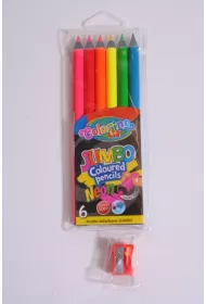 Patio Kredki o��wkowe okr�g�e neonowych Jumbo Colorino  + temper�ka 6 szt.