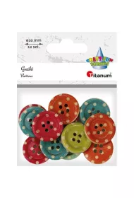 Guziki drewniane w groszki o �rednicy 20 mm TITANUM CRAFT-FUN SERIES