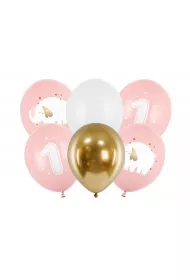 PartyDeco Balony Roczek Baby pink 30cm