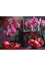 Ideyka Malowanie po numerach - Wino i orchidee 30x40cm