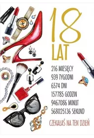 Stamp Karnet Party naklejany B6 + koperta. Wz�r nr 10 Urodziny 18