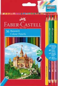 Faber-Castell Kredki o��wkowe Zamek + 3 kredki dwustronne + o��wek + temper�wka 39 szt.