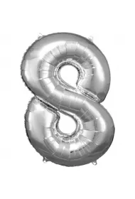 Amscan Balon foliowy cyfra 8 srebrna 57x86cm