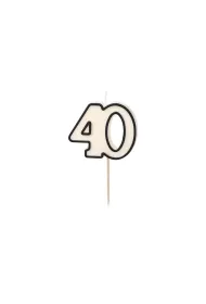 PartyDeco �wieczka urodzinowa liczba 40 bia�o-czarny 5.5cm