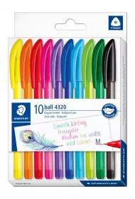 Staedtler, D�ugopisy jednorazowe tr�jk�tne, M, 10 kolor�w 10 szt.