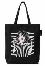 Cozywood Torba bawe�niana na zakupy. Kobieta z p�czkiem