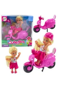 Zestaw mini lalka skuter kask r�owy LeanToys