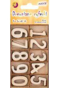 Cyferki drewniane 2,7cm 50 szt Aliga