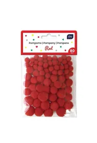 Interdruk Pompony do dekoracji 80 szt Red