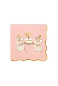 PartyDeco Serwetki One Myszki r�owy 33x33cm