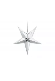 PartyDeco Gwiazda papierowa srebrna 45cm