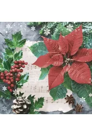 Serwetki Lunch Maki BN - Festive Poinsettia with Hollyberry SLGW027301 20 szt.