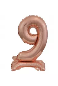 Amscan Balon foliowy mini cyfra 9 na stojaku r�owe z�oto
