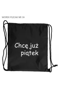 Pajacyk Worek plecak czarny Chc� ju� pi�tek